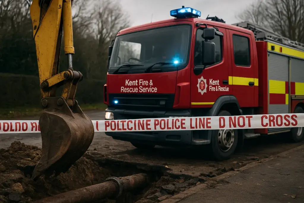 Digger Strikes Gas Main Near Retail Site, Forcing Road Closure